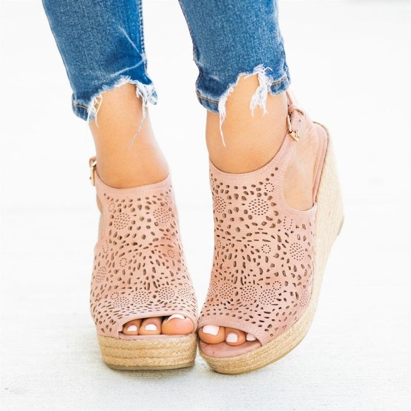 Shoes - Mauve Sling Back Wedge